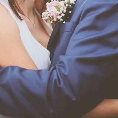 Wedding Abstract Couple Bride And Groom Embracing Outdoors